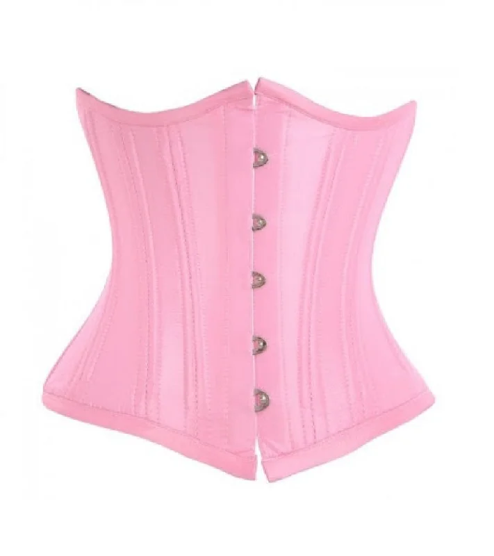 Plus Size Pink Satin Double Bone Underbust Corset Waist Training