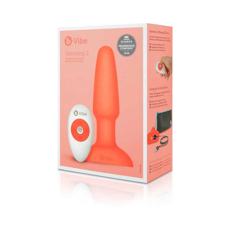 b-Vibe Rimming 2 Rotating and Vibrating Remote Control Plug Orange