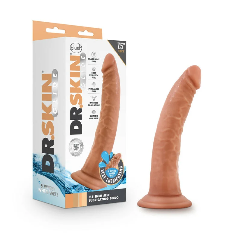 Dr. Skin Glide Realistic 7.5 in. Self-Lubricating Dildo Tan