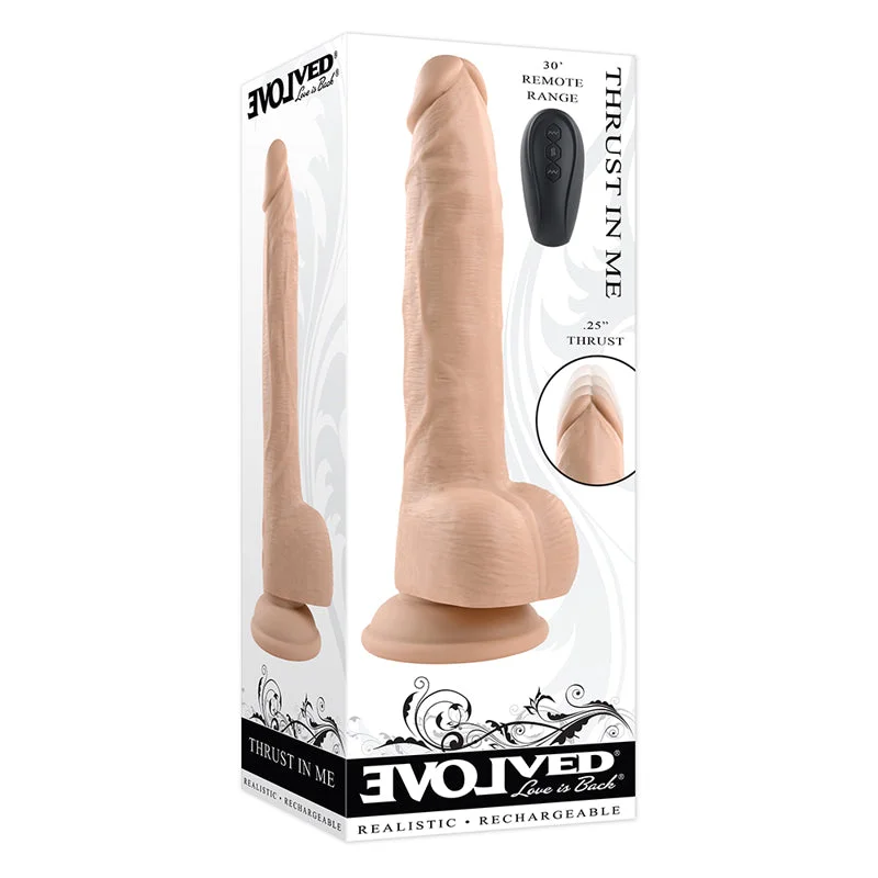 Evolved Thrust In Me Rechargeable Remote Controlled Thrusting Vibrating 9.25 in. Silicone Dildo Light