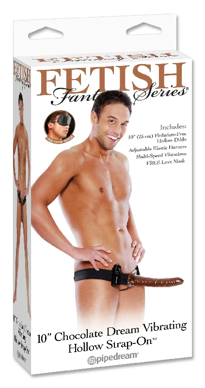 Chocolate Dream 10" Vibrating Strap-On with Adjustable Harness