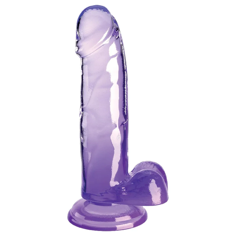 King Cock Clear 7 Inch With Balls - Purple