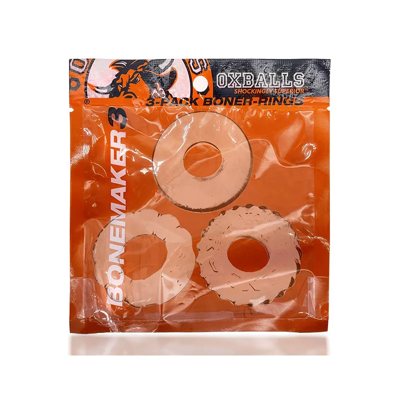 OxBalls Bonemaker 3-Pack Boner Cockring Kit FLEXtpr Clear