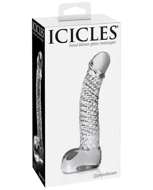 Icicles Hand Blown Glass G Spot Dong - Clear