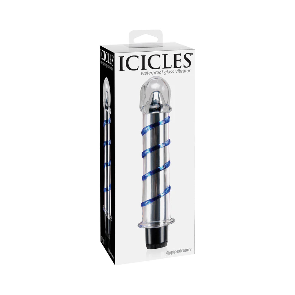 Pipedream Icicles No. 20 Ribbed Vibrating 7.5 in. Glass Dildo