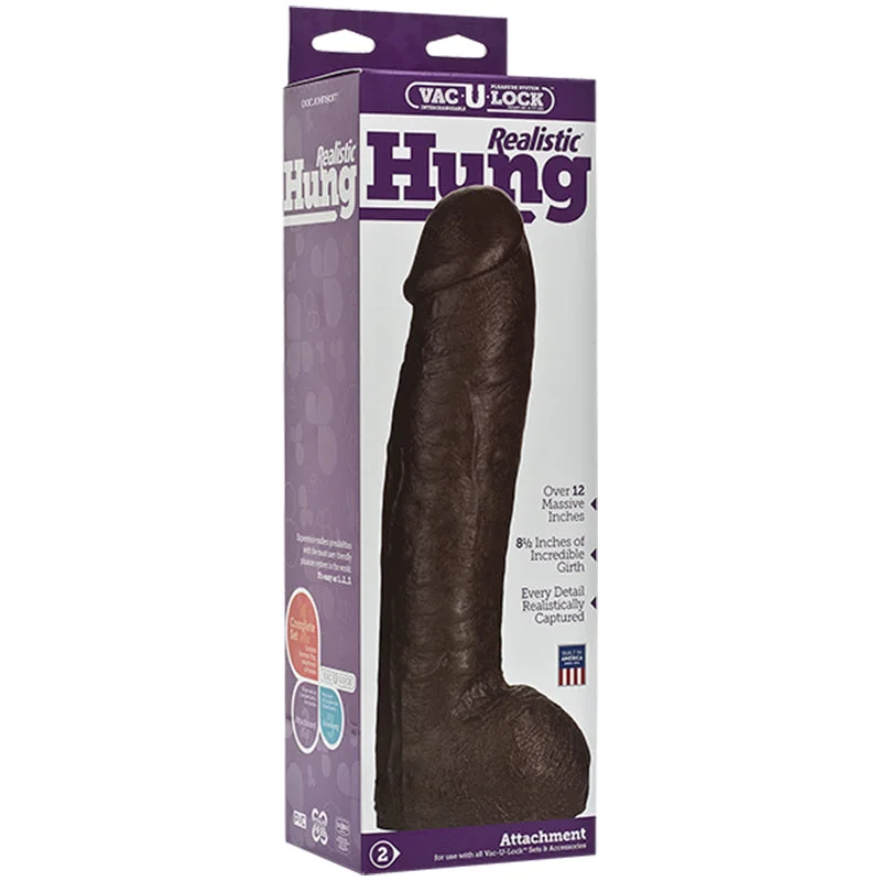 Vac-U-Lock 12" Realistic Hung Dong - Brown