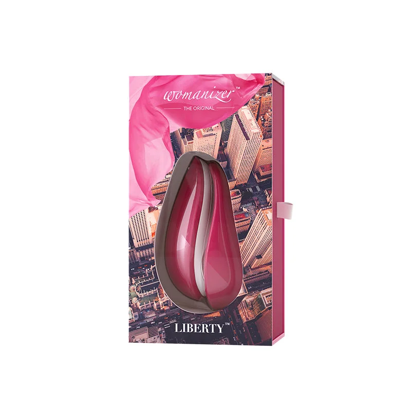 Womanizer Liberty Rechargeable Silicone Compact Travel Pleasure Air Clitoral Stimulator Red Wine