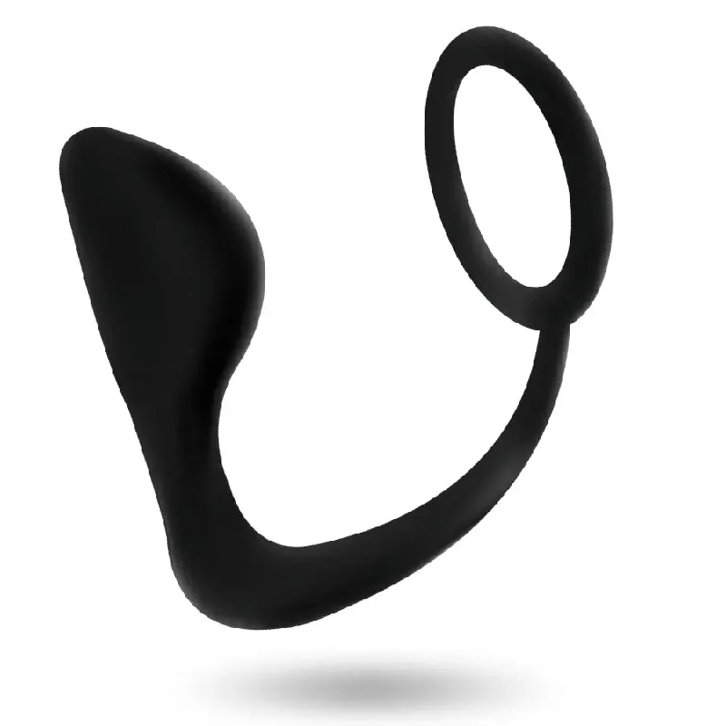 Addicted Toys Butt Plug with Cock Ring Black