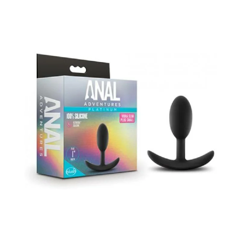 Blush Anal Adventures Platinum Silicone Vibra Slim Plug Small - Black