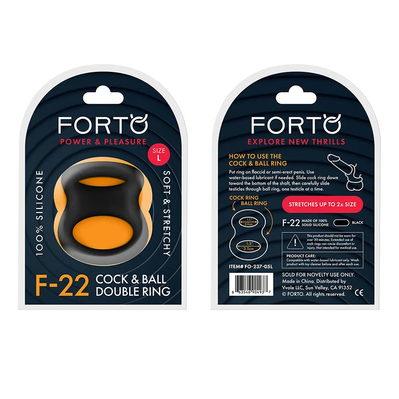 Forto F-22 Liquid Silicone Cock & Ball D-Ring Large Black