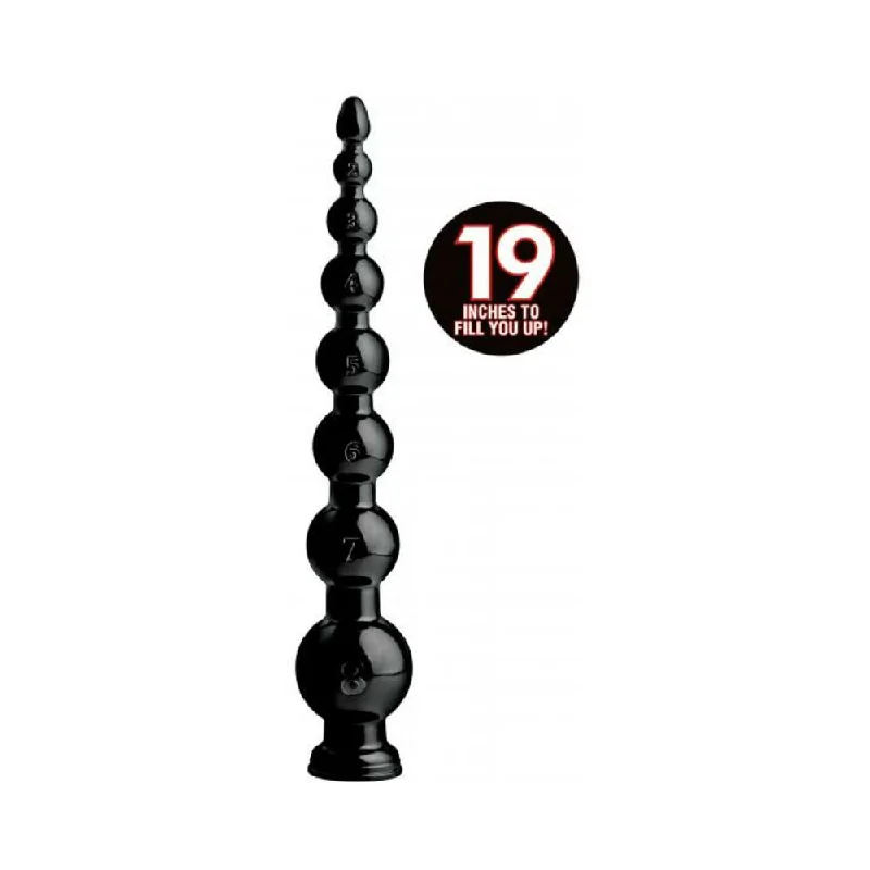 Hosed 19 Inches Graduated Bead Anal Snake Black