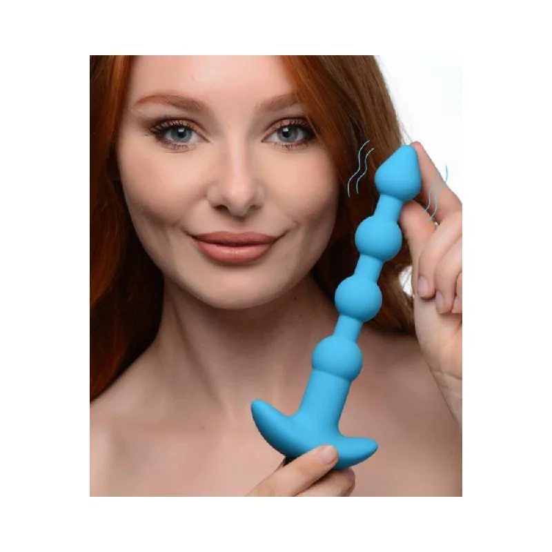 Bang - Vibrating Silicone Anal Beads and Remote  Control - Blue