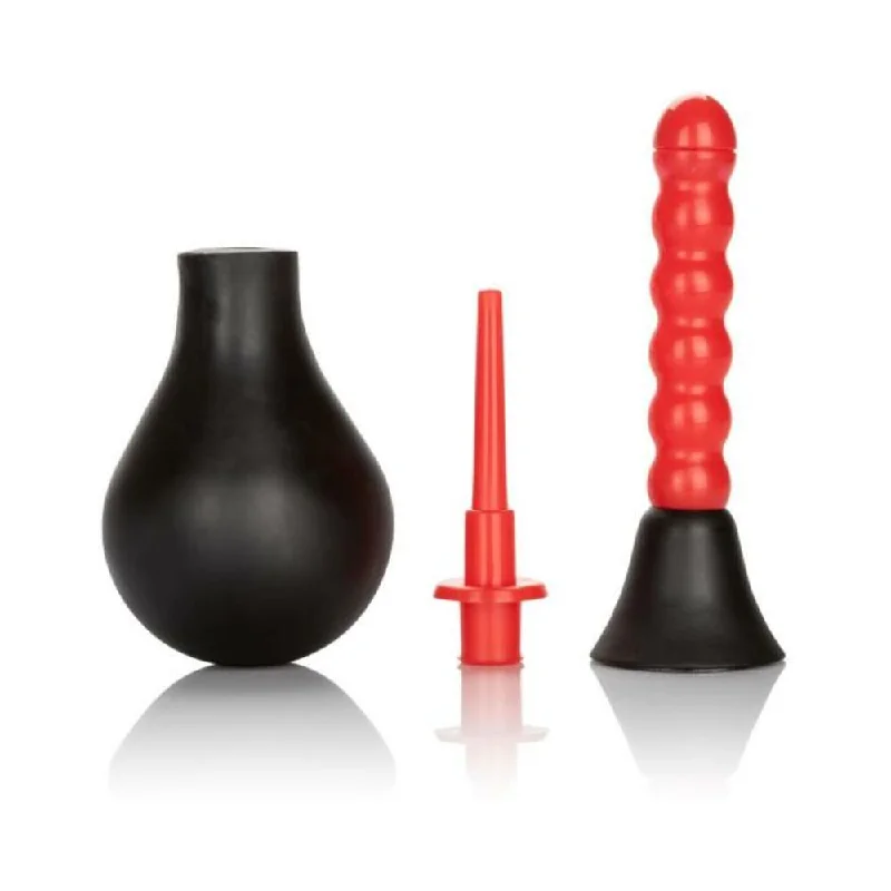 Ribbed Anal Douche Black Red