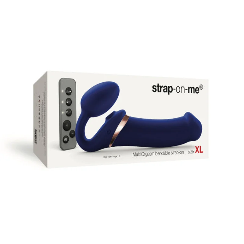 Strap-On-Me Rechargeable Remote-Controlled Multi Orgasm Bendable Strap-On Night Blue XL