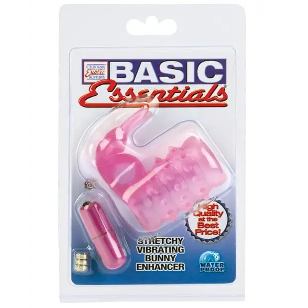 Basic Essentials Stretchy Vibrating Bunny Enhancer - Pink