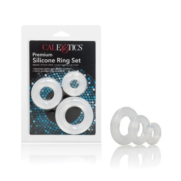 California Exotics - Premium Silicone Ring Set Pack of 3 (Clear)