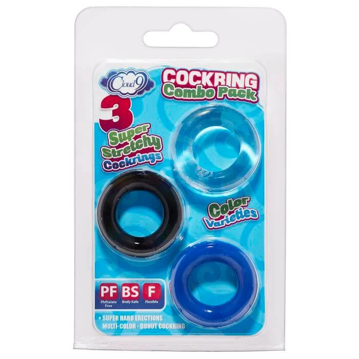 Cloud 9 Novelties Super Stretch Donut Cock Ring Combo Pack