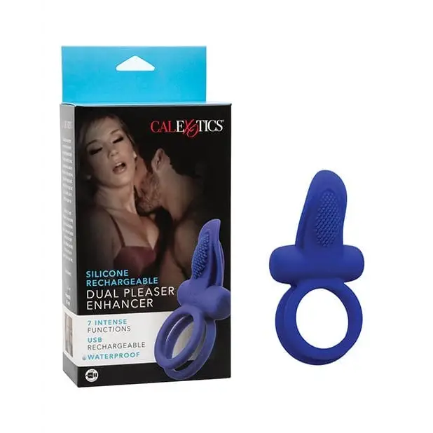 Couples Enhancers Silicone Rechargeable Dual Pleaser Enhancer - Blue