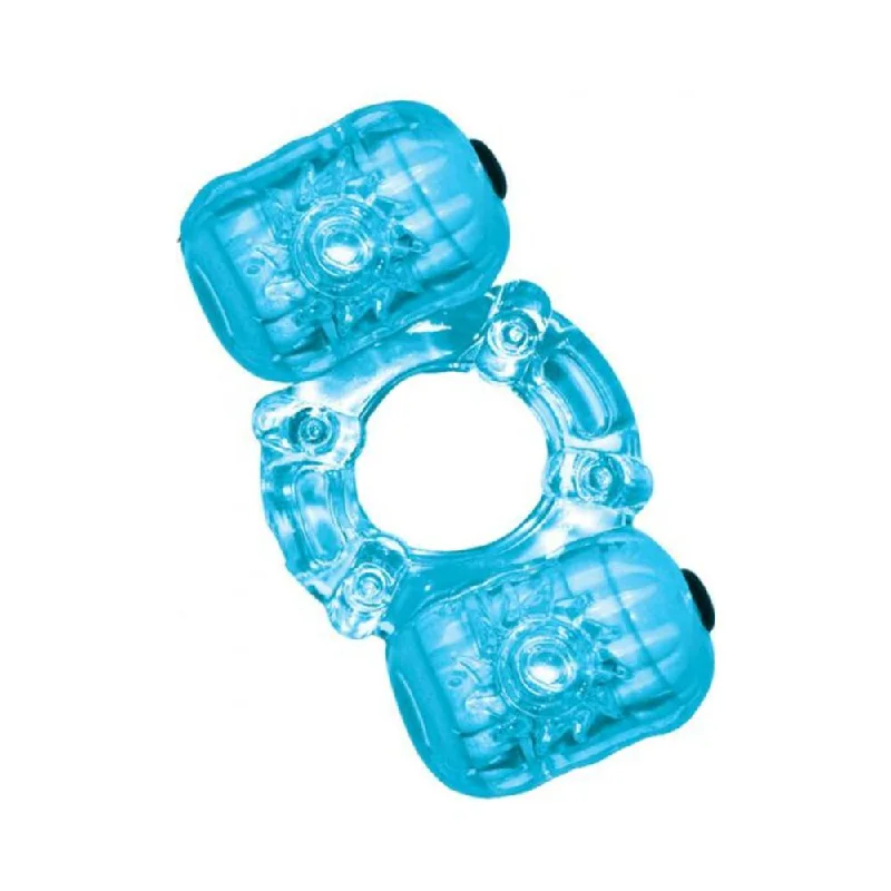 Hero Double Pleaser Teaser Cock Ring Waterproof Blue