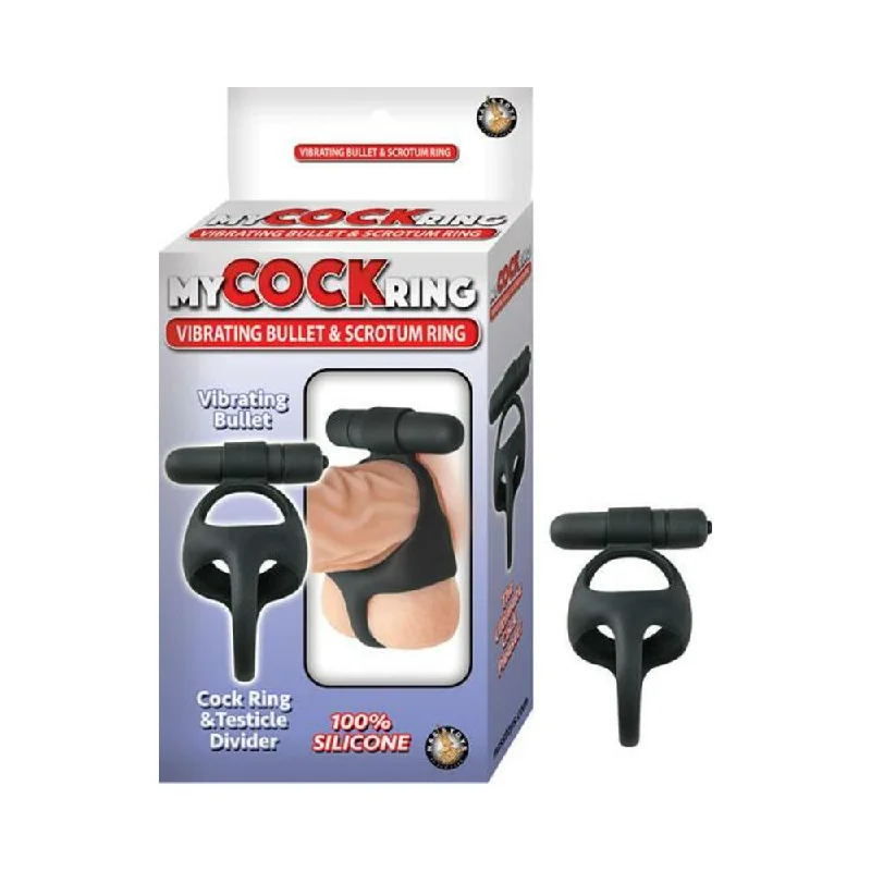 My Cock Ring Vibe Bullet Scrotum Ring Black