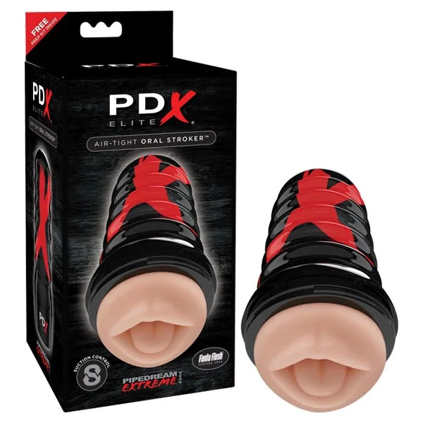 PDX Elite Air-Tight Oral Stroker - Black/Flesh Mouth Stroke Masturbator