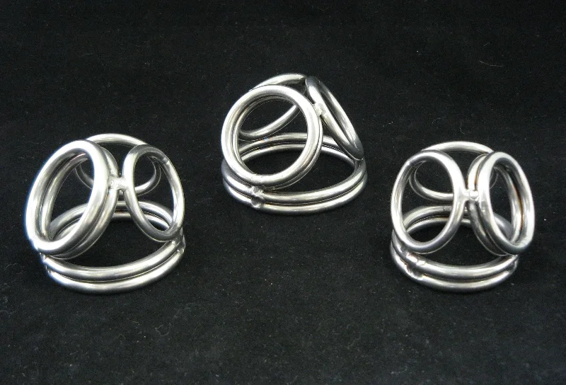 Quad Rings Cock Cage Cockring in Stainless Steel