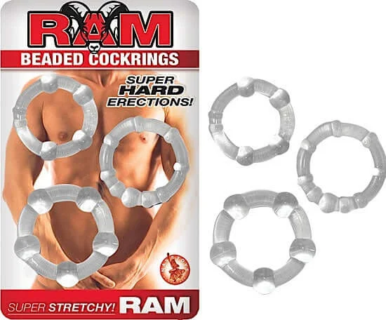 Ram Beaded Cock Rings Clear Set