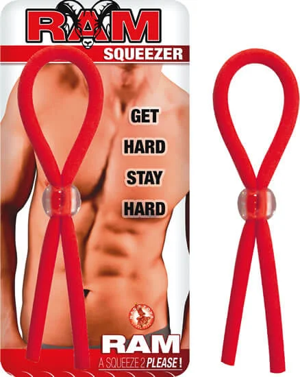 Ram Squeezer Red Adjustable Lasso-Style Cock Ring