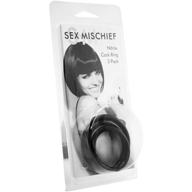 Sex and Mischief - Nitrile Cock Ring Pack of 3 (Black)