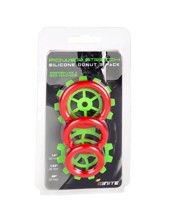 Ignite series from SI Novelties Silicone Stretchy Rings Red 3 Pack