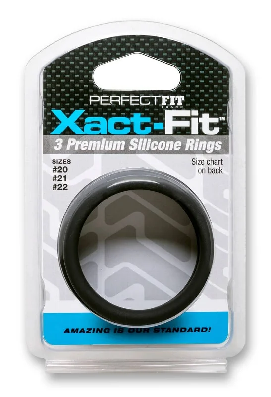 Perfect Fit Brands 3-Ring Kit - Xact-Fit Silicone Cock Rings #20, #21, #22 for Customized Comfort